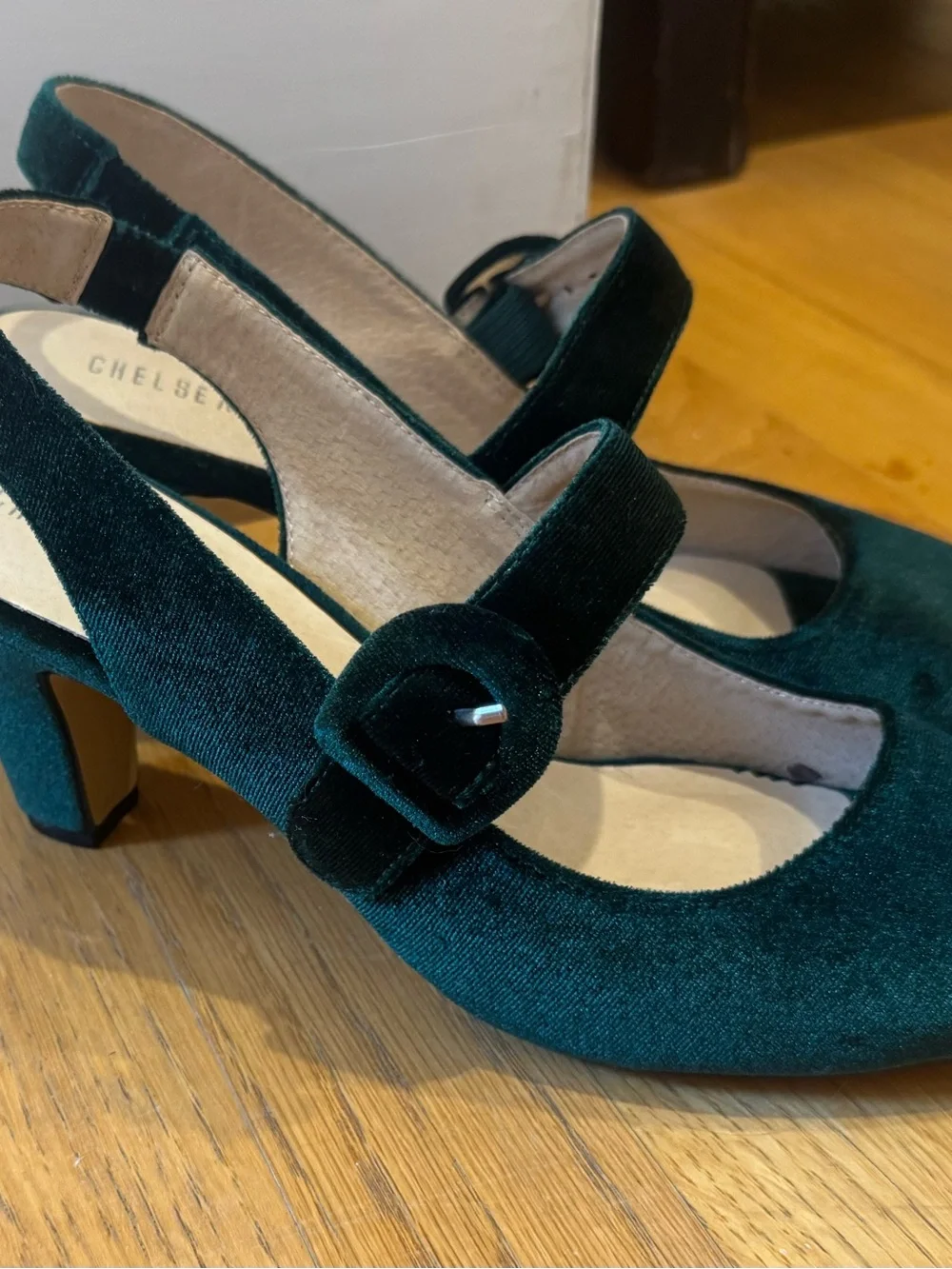 Chelsea  Emerald Green Velvet Slingback Heels